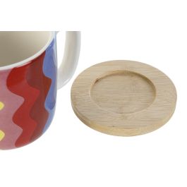 DKD Home Decor Bold 2023 Set de 4 Tazas de Café Multicolor Coral Dolomita Bambú 10 x 10.5 x 13 cm (180 ml)