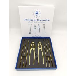 Utensilios DKD Home Decor Dorado 3 x 15 x 3 cm Set de 8