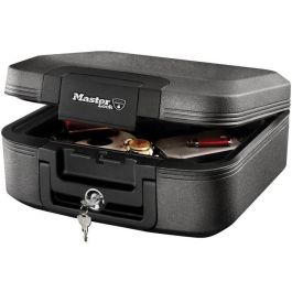 Master Lock Caja fuerte ignífuga 7.8 litros con protección para soportes multimedia, alta resistencia al fuego y cerradura de llave, negra. Precio: 106.69000034. SKU: B18PZK8HM5