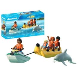 PLAYMOBIL 71905 Set Paseo en Bote Banana con Moto Acuática, 4 Figuras y Delfín, Juguete Acuático para Niños +4 Años