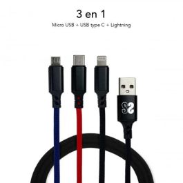 Cable Micro USB Subblim Premium 3in1 Azul Negro Rojo 1 m (1 unidad)