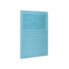 Subcarpeta Cartulina Q-Connect Din A4 Azul Con Ventana Transparente 120 gr-M2 50 unidades