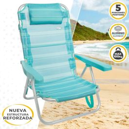 Silla de Playa Aktive Plegable Turquesa 48 x 84 x 46 cm (2 Unidades)