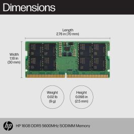 HP Memoria RAM SODIMM 16GB DDR5 5600MHz para portátiles - Amplía tu productividad y velocidad con procesamiento de última generación