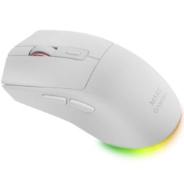 Mars Gaming MM-T3 Ratón Gaming Inalámbrico Tri-mode, 14400 DPI, Batería Recargable, RGB Chroma, Base de Carga con HUB USB, Blanco