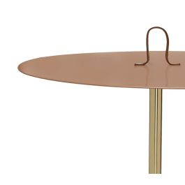 DKD Home Decor Mesita Auxiliar Urban Lila 40x56x40 cm de Hierro y Piel Desmontable con Asa