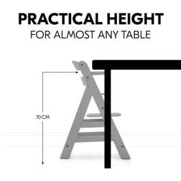 Hauck Silla Alta de Madera Escalable Alpha + / Gris para Bebé y Niños, Arnés 5 Puntos, Estante Extraíble, Desde 6 Meses hasta 90 Kg