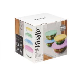 Set 4 Fiambreras Vivalto Borosilicate 800ml, 1L, 1.6L, 2.1L - Vidrio Transparente, Azul, Amarillo, Lila, Verde - 21.5x20.7x21.5 cm (4 Unidades) Set 4 Fiambreras Vivalto Borosilicate 800ml, 1L, 1.6L, 2.1L - Vidrio Transparente, Azul, Amarillo, Lila, Verde - 21.5x20.7x21.5 cm (4 Unidades)