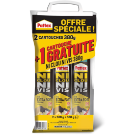 Pattex Ni Tornillo Ni Chrono Lote 2 Cartuchos 310ml 380g + 1 Gratis PAT3178040307933