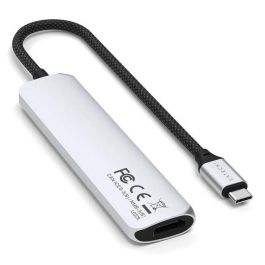 Satechi Adaptador Multipuerto USB-C Slim 6 en 1 - 4K HDMI, Gigabit Ethernet, 3x USB-A, Carga PD 100W, 10 Gbps, Plata