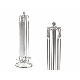 Kinvara Portacápsulas Giratorio para 36 Cápsulas Pequeñas Tipo Nespresso, Metal Plata, 13x39x13 cm (Set de 12)