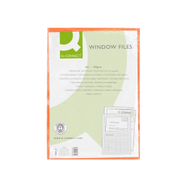 Q-connect Subcarpeta Cartulina A4 Naranja con Ventana Transparente 120 g/m²