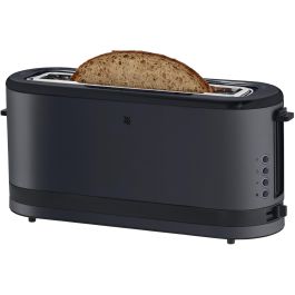 WMF 0414120071 Tostador de ranura larga KITCHENminis 900W Negro con 7 niveles, funciones de descongelar y recalentar