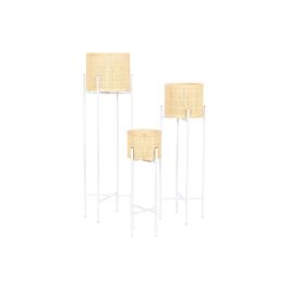 Macetero Home ESPRIT Blanco Natural Metal Bambú 31 x 31 x 103 cm (3 Piezas) Macetero Home ESPRIT Blanco Natural Metal Bambú 31 x 31 x 103 cm (3 Piezas)