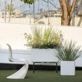 Deroma 9HN1QSZ Maceta Cubo Cosmo Perla con reserva de agua y ruedas, 38 cm