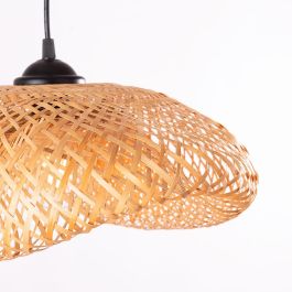 Lámpara Colgante Anthony SKD-P-2045 de Ratán Malla Ovalada Hecha a Mano. Diseño Vintage, ideal para Iluminación Cálida con Bombilla E27