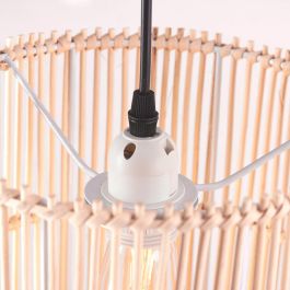 SKD-AP-RATAN Lámpara Colgante Evelynn de Ratán, compatible Bombilla E27 LED, Cable Regulable para Salón, Dormitorio, Comedor