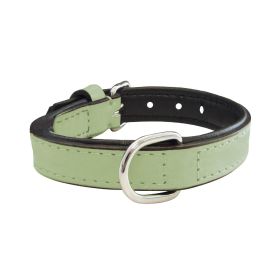 Gloria Collar para Perro de Piel Auténtica Acolchado, Triple Capa y Mullido, Diseño Cómodo y Duradero, 40 cm x 20 mm, Verde