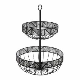 Secret Of Gourmet Frutero de dos pisos metálico negro, base grande Ø30cm, base pequeña Ø22cm, alto 42cm Precio: 18.49999976. SKU: S7908432