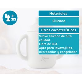 KioKids Taza de Aprendizaje de Silicona Gris con Asas, 120 ml, para Bebés +4 Meses