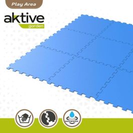 Alfombra de Puzzle Aktive Goma Eva 50 x 0,4 x 50 cm 9 Piezas (4 Unidades) Azul