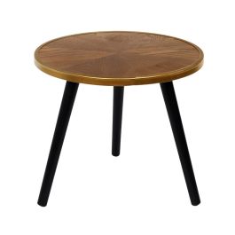 Home Deco Factory Juego de 2 Mesas Nido Lounge Grande d.60cm x h.40cm Pequeña d.40cm x h.33cm Madera Patas Negras Ribete Dorado