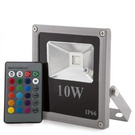 Foco Proyector LED 10W 800Lm IP65 Mando a Distancia RGB 40.000H HX-FL10-RGB para Interiores y Exteriores Precio: 10.69000031. SKU: B17SC338NB