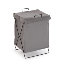 Cesto para la Ropa Sucia Versa Gris Poliéster Metal Polietileno 35 X 48 X 30 CM