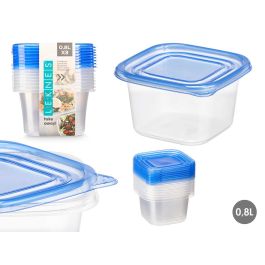 Set 8 Fiambreras Leknes 880 ml, 14.5x16.5x14.5 cm, Azul/Transparente, PP (8 Unidades) Precio: 20.59000009. SKU: B1GEXMGAAZ