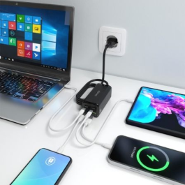 Aisens ASCH-100W4P054-BK Cargador Sobremesa GaN 100W con 3xUSB-C y 1xUSB-A, Carga Rápida PD QC para Portátiles y Móviles, Negro Aisens ASCH-100W4P054-BK Cargador Sobremesa GaN 100W con 3xUSB-C y 1xUSB-A, Carga Rápida PD QC para Portátiles y Móviles, Negro