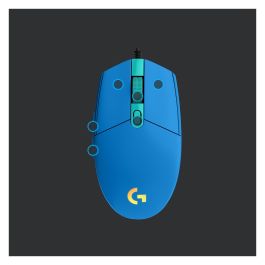 Logitech G203 Lightsync Gaming - Ratón óptico cableado USB, 8000 DPI, 6 botones, RGB, azul