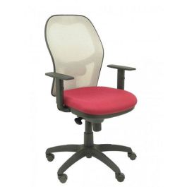 Silla Piqueras Y Crespo Jorquera Brazos Regulables Mecanismo Sincro Con Regulador De Tension Respaldo De Malla Gris Y Asiento Tapizado Bali Granate