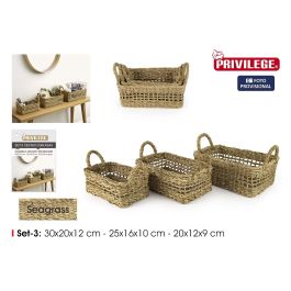 Privilege Set 3 Cestas Rectangulares con Asas 30 cm, 25 cm, 20 cm