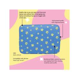 Mr.Wonderful Funda para portátil 12" estrellas, protección acolchada y diseño alegre