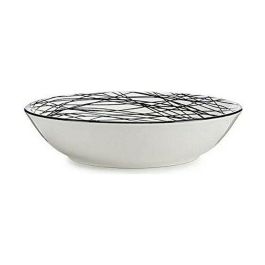 Plato Hondo Rayas Porcelana Negro Blanco 20 x 4,7 x 20 cm