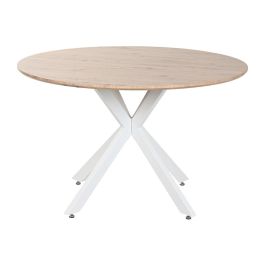 Mesa de Comedor Home ESPRIT Blanco Marrón Hierro Madera MDF 120 x 120 x 75 cm Mesa de Comedor Home ESPRIT Blanco Marrón Hierro Madera MDF 120 x 120 x 75 cm