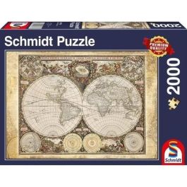 SCHMIDT SPIELE Rompecabezas Mapa del Mundo Histórico 2000 Piezas Calidad Premium Antirreflejos para Adultos