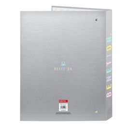 Carpeta de anillas Benetton Silver Plateado A4 26.5 x 33 x 4 cm