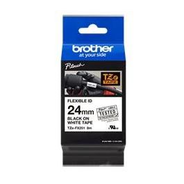 BROTHER Cinta laminada Blanco/Negro (flexibles) 24mm, 8m