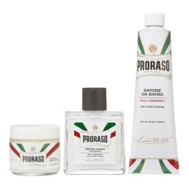 Proraso Set Afeitado Piel Sensible Hombre, Lote 4 Piezas: Crema Pre-Afeitado, Jabón, Bálsamo. Protección e Hidratación.