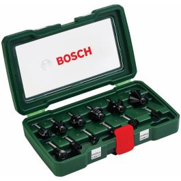 Bosch BOS3165140415842 Juego de 12 brocas de carburo para fresadora (para madera, vástago Ø 8 mm, accesorios para fresadora)