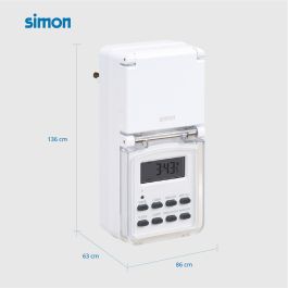 Simon af711201 Programador Digital Semanal para Exterior IP44, Automatiza Dispositivos Eléctricos, hasta 10 Programas ON/OFF