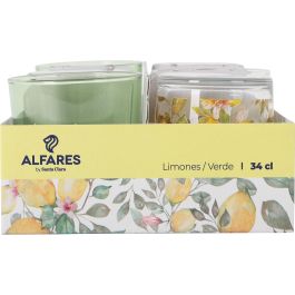 LAV Vaso Pinta 340 ml / 0.34 L con Diseño de Limones Color Verde - 8.5 x 8.5 x 9 cm - Ref. BDG386 (24 Unidades)