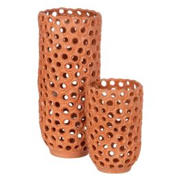 Jarrón Naranja Cerámica Decoración 20 X 20 X 32 cm