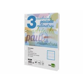 Recambio Liderpapel Cuarto Pautaguia 100 Hojas 75 gr Cuadriculado Pautado 3 mm Con Margen 6 Taladros