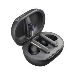 Poly Voyager Free 60+ UC M 7Y8H0AA Auriculares Bluetooth ANC con estuche de carga táctil y adaptador BT700, negros, 24h autonomía
