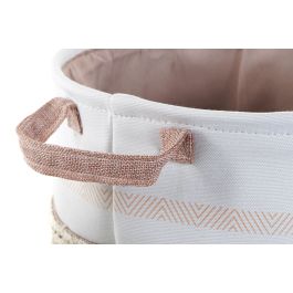 DKD Home Decor Cesta de Ropa Organizadora Estilo Boho Suave de Poliester en Rosa Palo y Gris (Juego de 4 Unidades) 30x20x30 cm