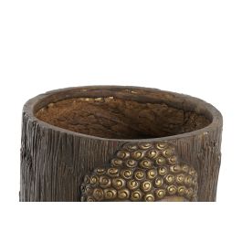 DKD Home Decor Macetero Oriental Dorado Marron Fibra de Vidrio Buda 29 x 26 x 30 cm (2 Unidades)