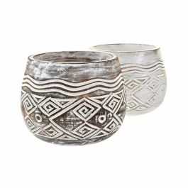 Macetero Balines DKD Home Decor Marron Blanco 22 x 16 x 22 cm (2 Unidades) Macetero Balines DKD Home Decor Marron Blanco 22 x 16 x 22 cm (2 Unidades)