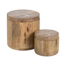 S/2 Tarro Blanco-Natural Madera de Mango 15 X 15 X 15 cm Precio: 27.7695. SKU: B15MN9BVD2